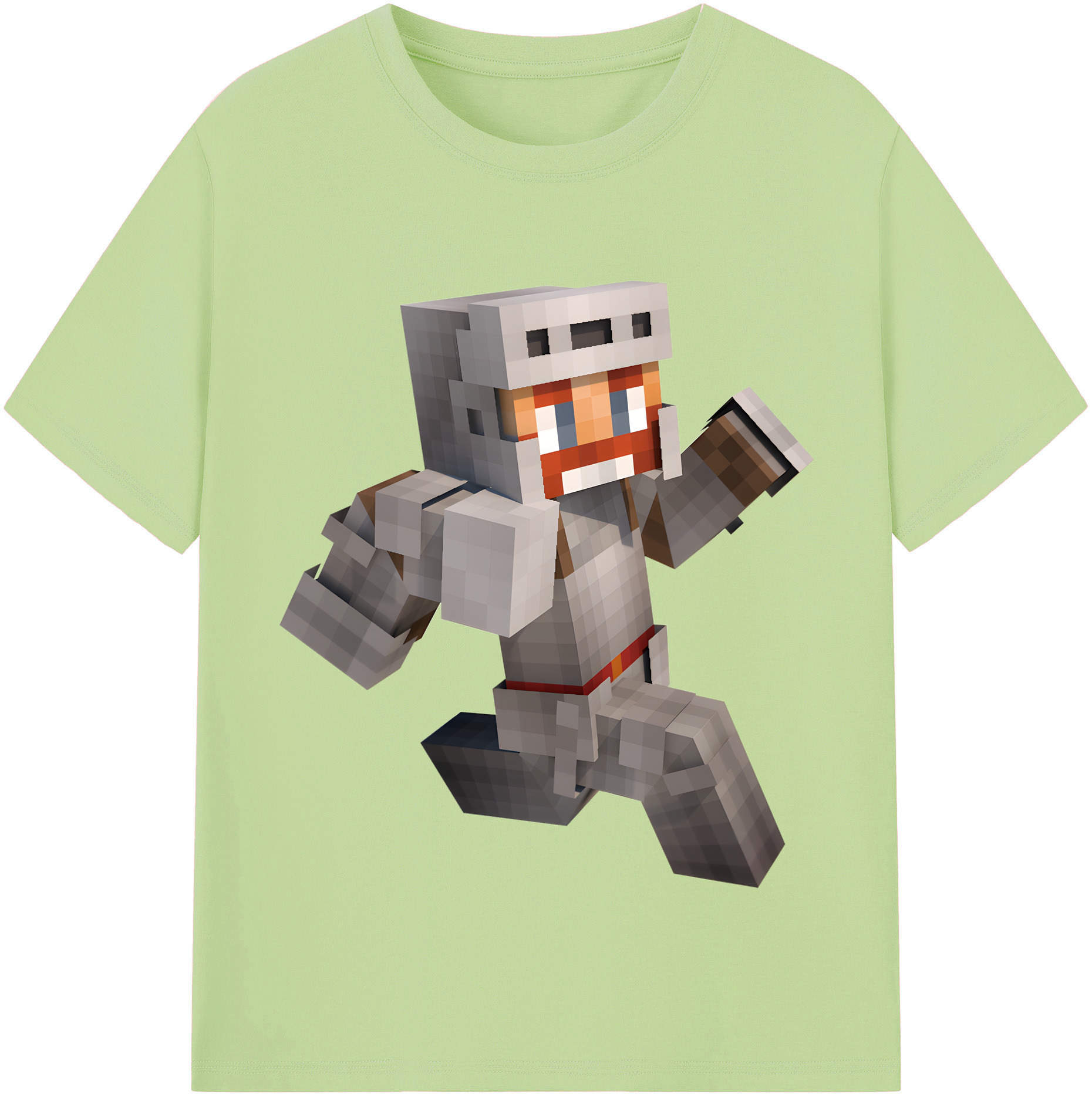 （画像用） マインクラフト ブロックの世界 Minecraft MC Block world 綿100％半袖Tシャツ（フロントプリント）